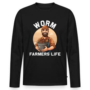 Earthworm -Handworm -Agriculture - Men's Premium Organic Long Sleeve Shirt - black - Front - Nico (187cm)