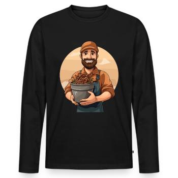 Earthworm -Handworm -Farmer -Worm - Men's Premium Organic Long Sleeve Shirt - black - Front - Nico (187cm)