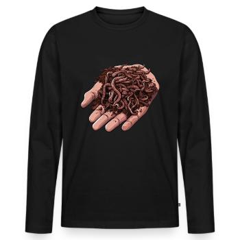 Earthworm -Handworm -Farmer -Worm - Men's Premium Organic Long Sleeve Shirt - black - Front - Nico (187cm)