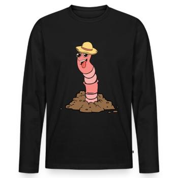 Funny Earthworm Composting Worm Farmer - Men's Premium Organic Long Sleeve Shirt - black - Front - Nico (187cm)