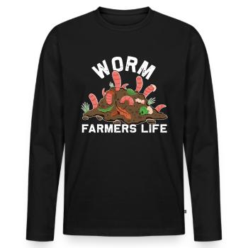 Earthworm Vermicompost Worm Farmer's Worm - Men's Premium Organic Long Sleeve Shirt - black - Front - Nico (187cm)