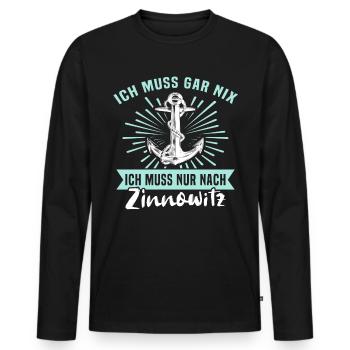 Zinnowitz Sprüche - Männer Premium Bio Langarmshirt - Schwarz - Vorne - Nico (187cm)
