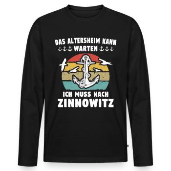 Zinnowitz Sprüche - Männer Premium Bio Langarmshirt - Schwarz - Vorne - Nico (187cm)