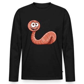 Earthworm -Handworm -Farmer -Worm - Men's Premium Organic Long Sleeve Shirt - black - Front - Nico (187cm)