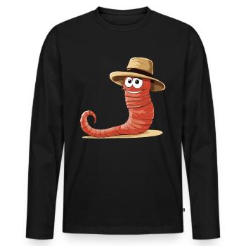 Funny Earthworm Composting Worm Farmer - Men's Premium Organic Long Sleeve Shirt - black - Front - Nico (187cm)