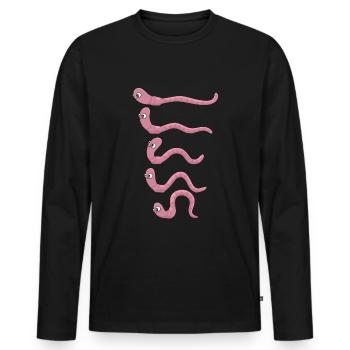 Funny Earthworm Composting Worm Farmer - Men's Premium Organic Long Sleeve Shirt - black - Front - Nico (187cm)