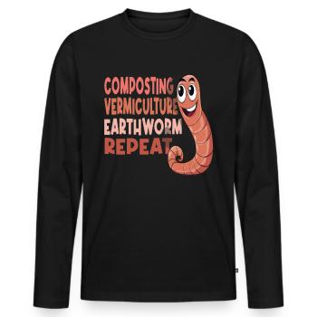 Earthworm Garden, Vermiculture Worm, Farmer Worm - Men's Premium Organic Long Sleeve Shirt - black - Front - Nico (187cm)