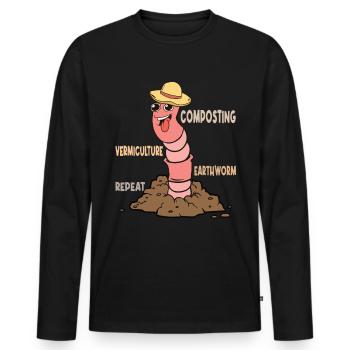 Earthworm Garden, Vermiculture Worm, Farmer Worm - Men's Premium Organic Long Sleeve Shirt - black - Front - Nico (187cm)