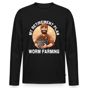 Earthworm - Worm Farmer Pension Plan Worm Breeding - Men's Premium Organic Long Sleeve Shirt - black - Front - Nico (187cm)