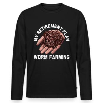 Earthworm Hand Worm Farmer Pension Plan Worm - Men's Premium Organic Long Sleeve Shirt - black - Front - Nico (187cm)