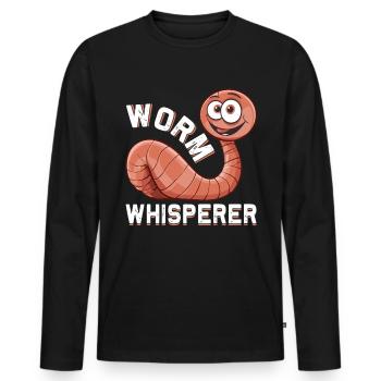 Funny Earthworm Composting Worm Farmer - Men's Premium Organic Long Sleeve Shirt - black - Front - Nico (187cm)