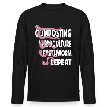 Earthworm Garden, Vermiculture Worm, Farmer Worm - Men's Premium Organic Long Sleeve Shirt - black - Front - Nico (187cm)