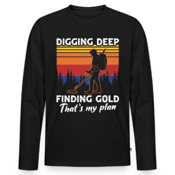 Pêche à la terre - T-shirt manches longues Premium bio Homme - noir - Devant - Nico (187cm)