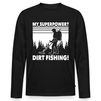 Détection de métaux pour la pêche à la saleté - T-shirt manches longues Premium bio Homme - noir - Devant - Nico (187cm)