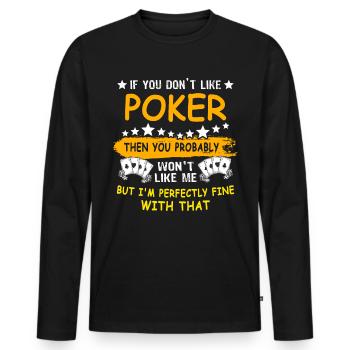Poker Pokern - Männer Premium Bio Langarmshirt - Schwarz - Vorne - Nico (187cm)