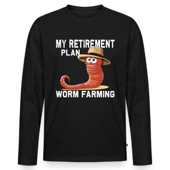 Funny Earthworm Worm Farmer Pension Plan - Men's Premium Organic Long Sleeve Shirt - black - Front - Nico (187cm)