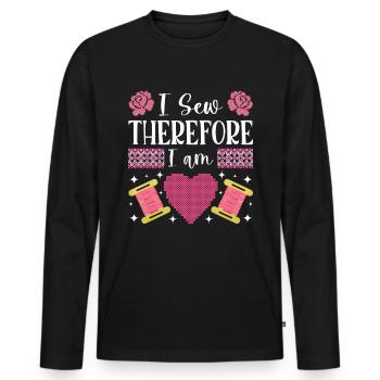 Point de croix amusant avec force de broderie. - T-shirt manches longues Premium bio Homme - noir - Devant - Nico (187cm)