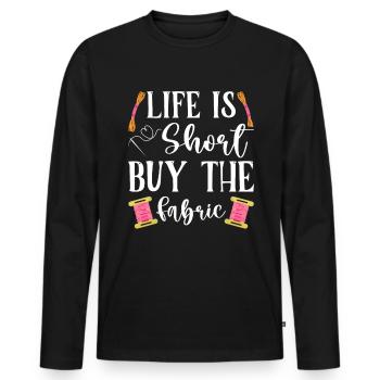 Point de croix amusant avec force de broderie. - T-shirt manches longues Premium bio Homme - noir - Devant - Nico (187cm)
