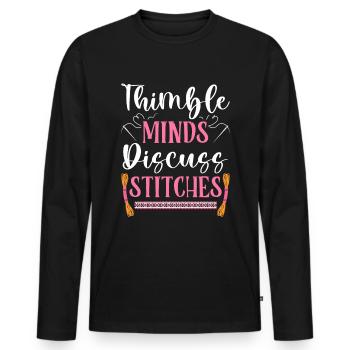 Point de croix amusant avec force de broderie. - T-shirt manches longues Premium bio Homme - noir - Devant - Nico (187cm)
