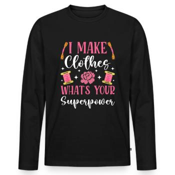Point de croix amusant avec force de broderie. - T-shirt manches longues Premium bio Homme - noir - Devant - Nico (187cm)