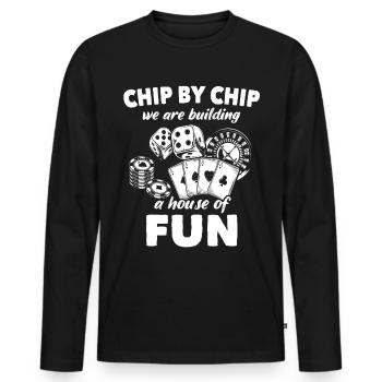 Casino - Männer Premium Bio Langarmshirt - Schwarz - Vorne - Nico (187cm)