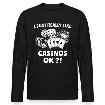 Casino Gamblers - Men's Premium Organic Long Sleeve Shirt - black - Front - Nico (187cm)