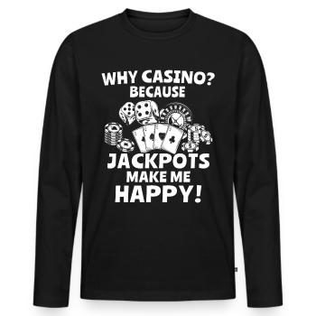 Casino - Männer Premium Bio Langarmshirt - Schwarz - Vorne - Nico (187cm)