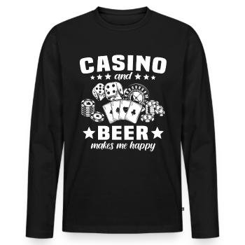Casino Glücksspiel - Männer Premium Bio Langarmshirt - Schwarz - Vorne - Nico (187cm)