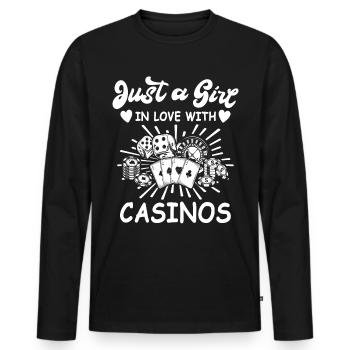 Casino - Men's Premium Organic Long Sleeve Shirt - black - Front - Nico (187cm)