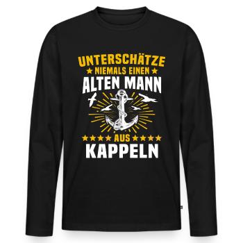 Kappeln Unterschätze Kappelner Mann - Männer Premium Bio Langarmshirt - Schwarz - Vorne - Nico (187cm)