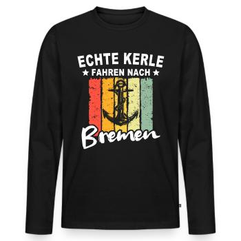Bremen Sprüche Bremer - Männer Premium Bio Langarmshirt - Schwarz - Vorne - Nico (187cm)