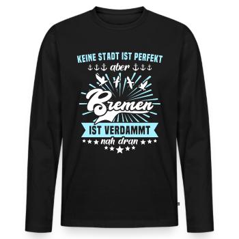 Bremen Sprüche Bremer - Männer Premium Bio Langarmshirt - Schwarz - Vorne - Nico (187cm)