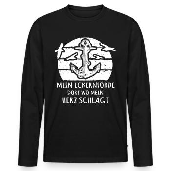 Eckernförde Sprüche Eckernförder - Männer Premium Bio Langarmshirt - Schwarz - Vorne - Nico (187cm)
