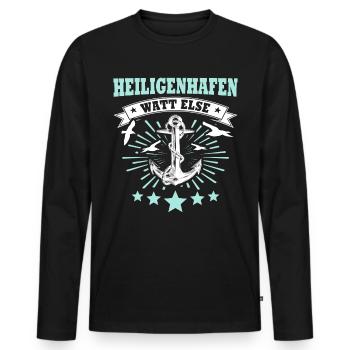 Heiligenhafen Heiligenhafener - Männer Premium Bio Langarmshirt - Schwarz - Vorne - Nico (187cm)
