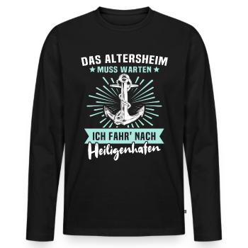 Heiligenhafen - Männer Premium Bio Langarmshirt - Schwarz - Vorne - Nico (187cm)