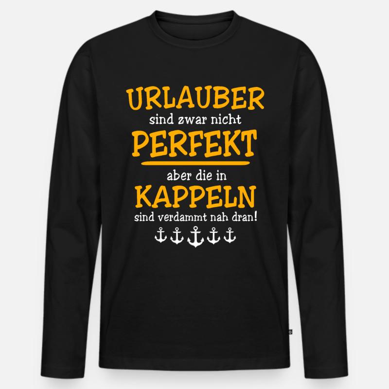 Kappeln Urlaub - Männer Premium Bio Langarmshirt - Schwarz