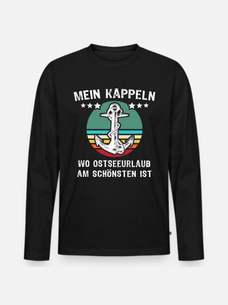 Kappeln Urlaub - Männer Premium Bio Langarmshirt - Schwarz