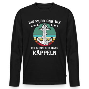 Kappeln Urlaub Sprüche - Männer Premium Bio Langarmshirt - Schwarz - Vorne - Nico (187cm)