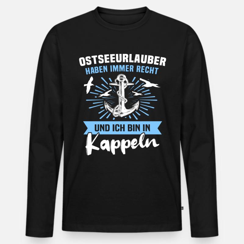 Kappeln Ferien - Männer Premium Bio Langarmshirt - Schwarz