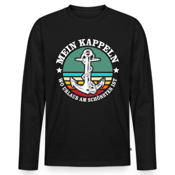 Kappeln Urlaub - Männer Premium Bio Langarmshirt - Schwarz - Vorne - Nico (187cm)