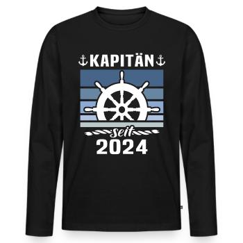 Kapitän 2024 Bootsführerschein - Männer Premium Bio Langarmshirt - Schwarz - Vorne - Nico (187cm)