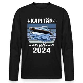 Kapitän 2024 Bootsführerschein Boot - Männer Premium Bio Langarmshirt - Schwarz - Vorne - Nico (187cm)