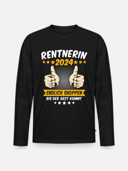 Rentnerin 2024 - Männer Premium Bio Langarmshirt - Schwarz