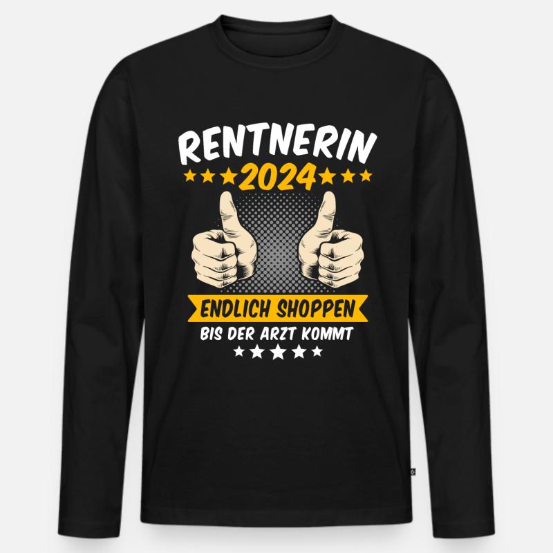 Rentnerin 2024 - Männer Premium Bio Langarmshirt - Schwarz
