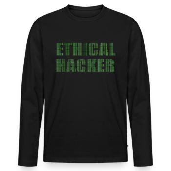 Cybersécurité Art Hacking Amateur Informatique Nerd - T-shirt manches longues Premium bio Homme - noir - Devant - Nico (187cm)