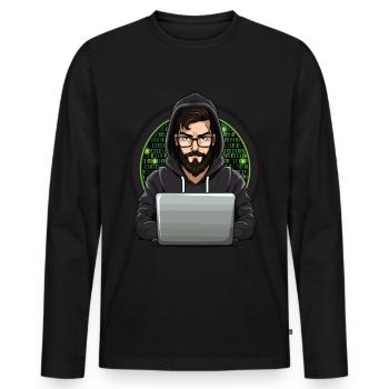 Cybersécurité Art Hacking Amateur Informatique Nerd - T-shirt manches longues Premium bio Homme - noir - Devant - Nico (187cm)