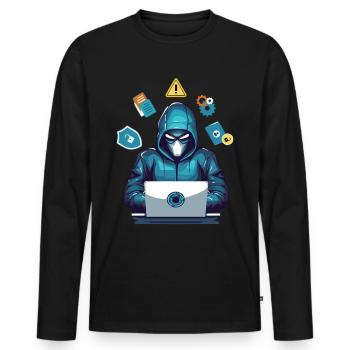 Drôle Hacker Style Hacking Amant Ordinateur - T-shirt manches longues Premium bio Homme - noir - Devant - Nico (187cm)