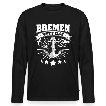 Bremen Sprüche Bremer - Männer Premium Bio Langarmshirt - Schwarz - Vorne - Nico (187cm)