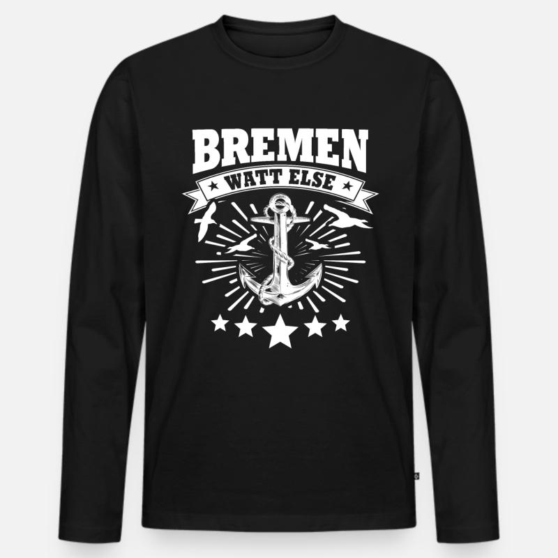 Bremen Sprüche Bremer - Männer Premium Bio Langarmshirt - Schwarz