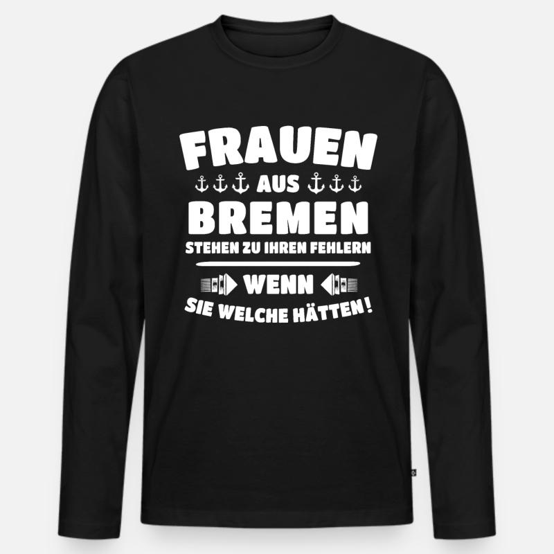 Bremen Bremer - Männer Premium Bio Langarmshirt - Schwarz